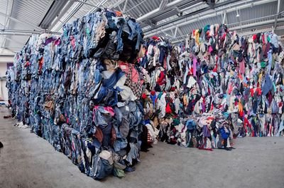 Mixed denim and clothing bales